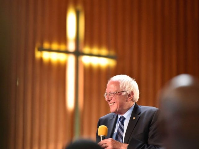 Bernie Sanders cross church (Josh Edelson / AFP / Getty)