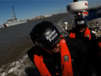 Border Force officers go out on patrol on a RIB which will be operating from the new cutter HMC Protector Getty English Channel