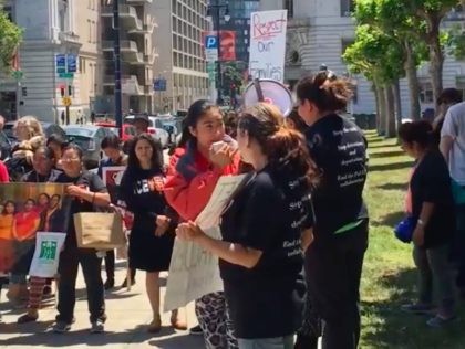 Causa Justa rally outside Supervisors (Lee Stranahan / Breitbart News / Screenshot / YouTu