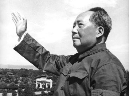 CHINA : Chinese leader Mao Zedong reviewing for the first time the army forces of the "Great Proletarian Cultural Revolution" on the Tienanmen Gate rostrum on 18 August 1966.