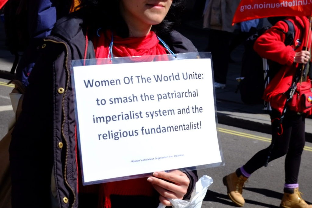 Feminist marcher at London's May Day Parade.