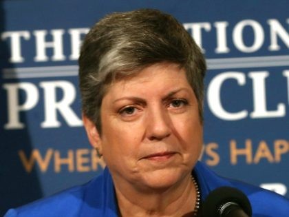 Homeland Security Secretary Janet Napolitano delivers her farewell speech at the National Press Club August 27, 2013 in Washington, DC.