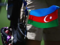 BAKU, AZERBAIJAN - JUNE 16: An Azerbaijan flag is seen on the belt of Olqa Senyuk of Azerbaijan during the Women's Individual Ranking Round during day four of the Baku 2015 European Games at Tofiq Bahramov Stadium on June 16, 2015 in Baku, Azerbaijan. (Photo by Harry Engels/Getty Images for …
