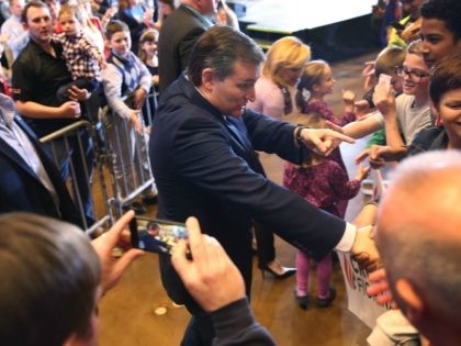 Republican presidential candidate Sen. Ted Cruz (R-TX) greets people during a campaign ral