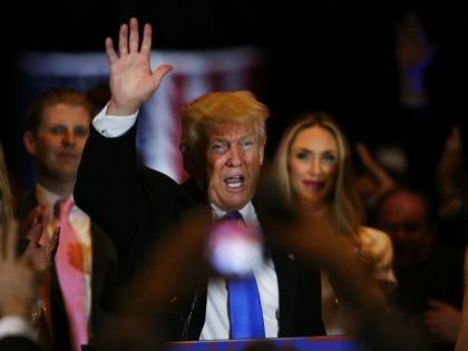 Republican presidential front runner Donald Trump speaks to supporters and the media at Tr