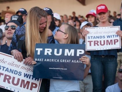 LYNDEN, WA - MAY 07: Supporters are seen during a Republican presidential candidate Donald Trump rally at the The Northwest Washington Fair and Event Center on May 7, 2016 in Lynden, Washington. Trump became the Republican presumptive nominee following his landslide win in Indiana on Tuesday. (Photo by Matt Mills …