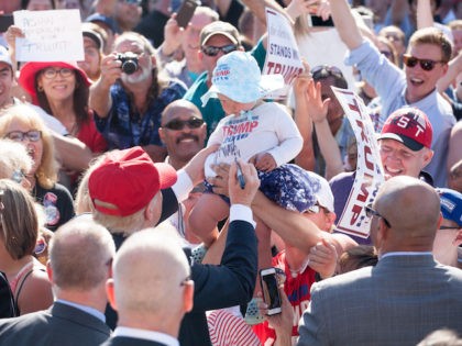 LYNDEN, WA - MAY 07: Supporters are greeted by Republican presidential candidate Donald Tr