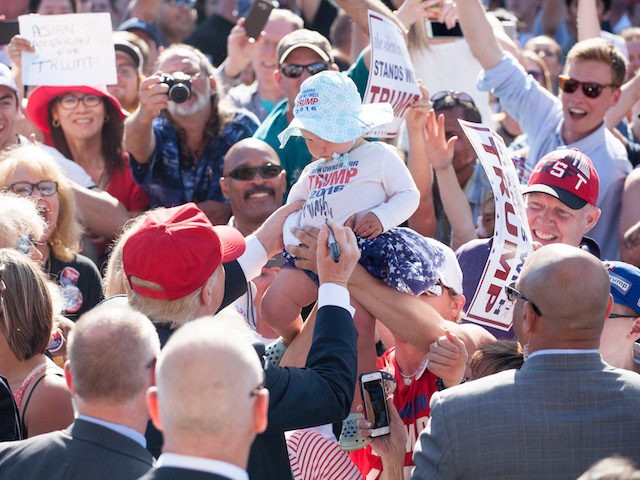LYNDEN, WA - MAY 07: Supporters are greeted by Republican presidential candidate Donald Tr