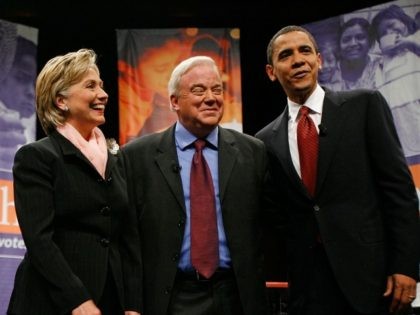 Democratic presidential candidates (L-R) former Sen. John Edwards (D-NC), Sen. Hillary Cli