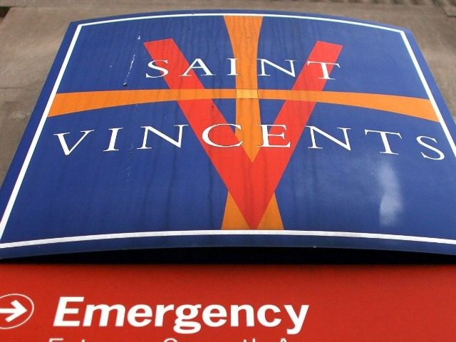 A sign for St. Vincent's Hospital on April 7, 2010 in New York City.