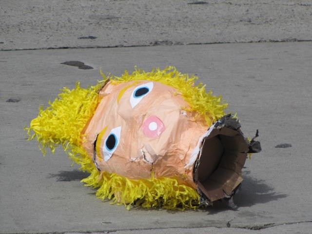 Severed Donald Trump Piñata Head (Michelle Moons / Breitbart News)