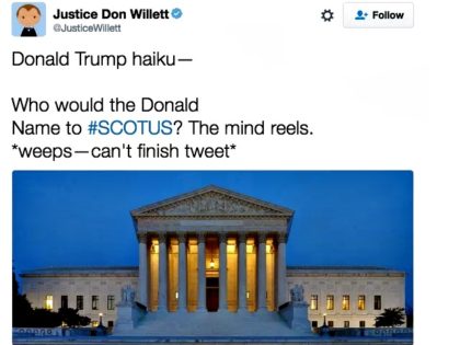 Justice Willitt Trump Tweet