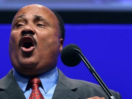 Martin Luther King III speaks at an event to honor his late father Martin Luther King Jr.,