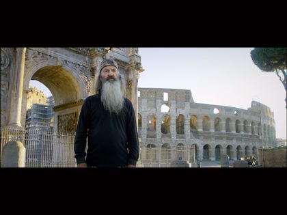 Phil Robertson filming in Rome before the Coliseum for the documentary "Torchbearer"