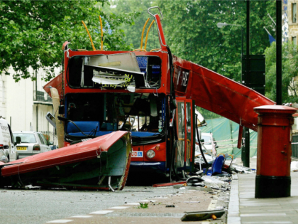 LONDON, United Kingdom: (FILES) The wreck of the Number 30 double-decker bus is pictured in Tavistock Square in central London, 08 July, 2005.