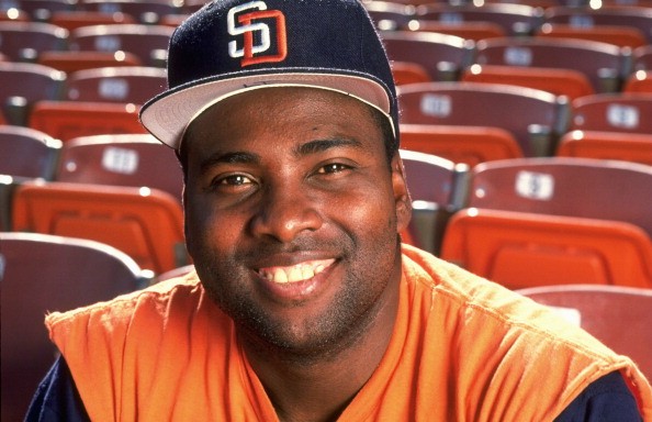 Baseball: Portrait of San Diego Padres Tony Gwynn (19) during photo shoot in stands at Jac
