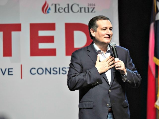 US Republican presidential hopeful Sen. Ted Cruz speaks at a presidential campaign rally i