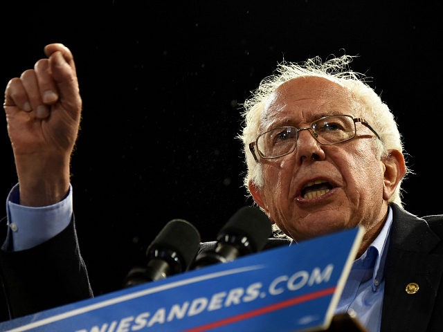 Democratic presidential candidate Bernie Sanders addresses a primary night election rally