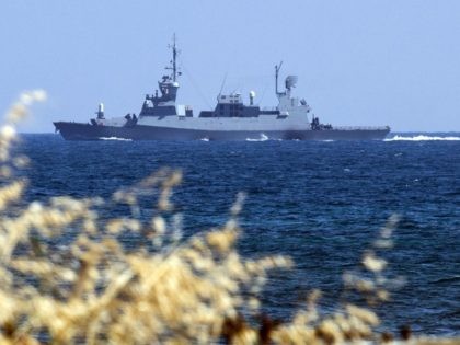 Sa'ar 5 a class of Israeli Navy corvettes leaves a military port in the northern Medi