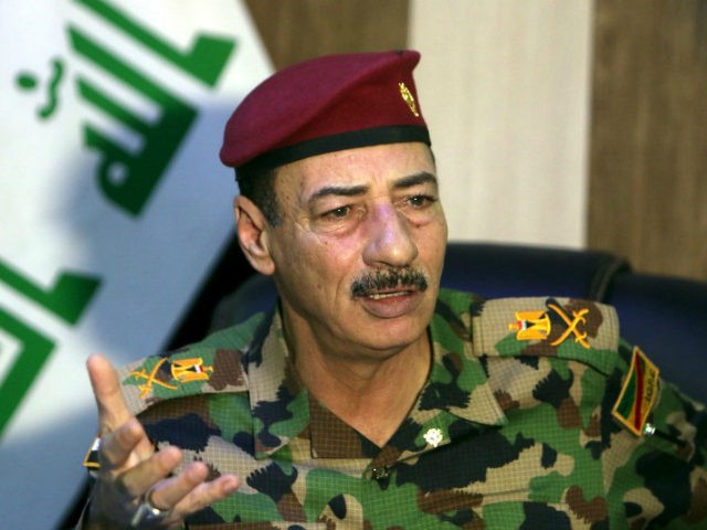 Nineveh Operations Commander Major General Najm al-Jubbouri speaks during an interview wit