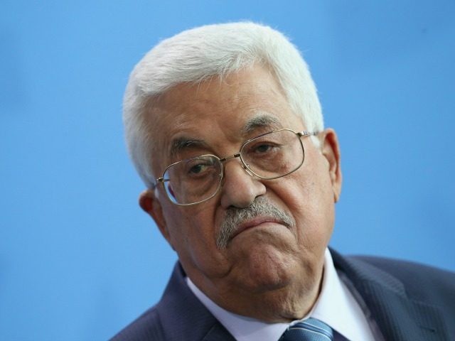 Palestinian President Mahmoud Abbas speaks to the media with German Chancellor Angela Merkel (not pictured) following talks at the Chancellery on April 19, 2016 in Berlin, Germany.