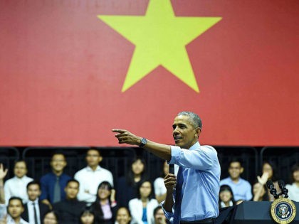 US President Barack Obama speaks at a Young Southeast Asian Leaders Initiative town hall e