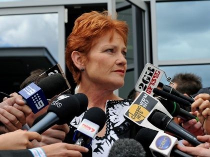 Controversial former Australian politician Pauline Hanson speaks to the media in Sydney after narrowly failing in her bid to win a seat in the New South Wales parliament on April 12, 2011 in Sydney.