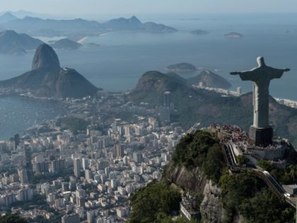 Aerial view of Christ the Redeemer statue, in Rio de Janeiro, Brazil, taken on June 26, 2014.