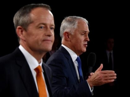 Leader of the Opposition Bill Shorten and Prime Minister Malcolm Turnbull participate in a