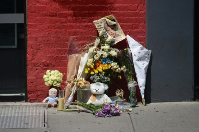 A street shrine to six-year-old Etan Patz is set in front of the building where suspect Pe