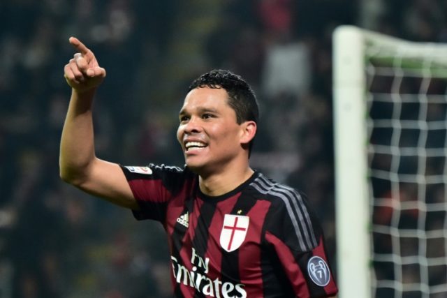Carlos Bacca, pictured on January 31, 2016, scored as AC Milan beat Bologna