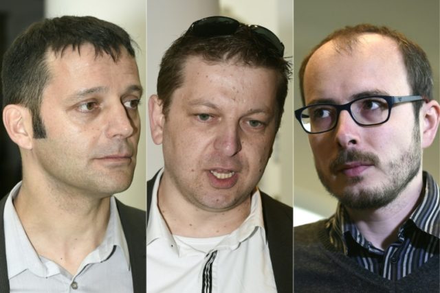 The three defendants on trial over the LuxLeaks scandal (left to right) Edouard Perrin, Ra