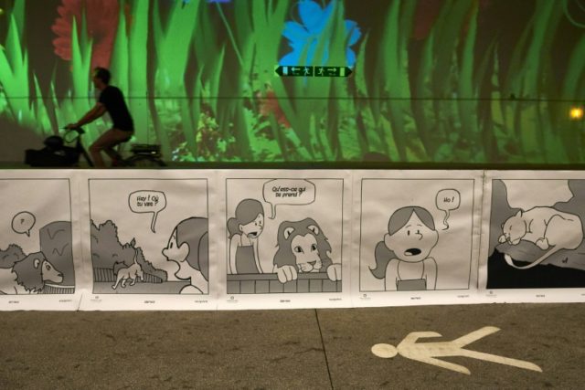 Drawn by art students from Lyon and Barcelona, a 1.6 kilometre-long comic tells the story