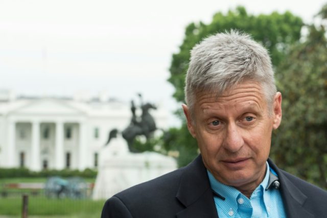 US Libertarian Party presidential candidate Gary Johnson speaks to AFP during an interview