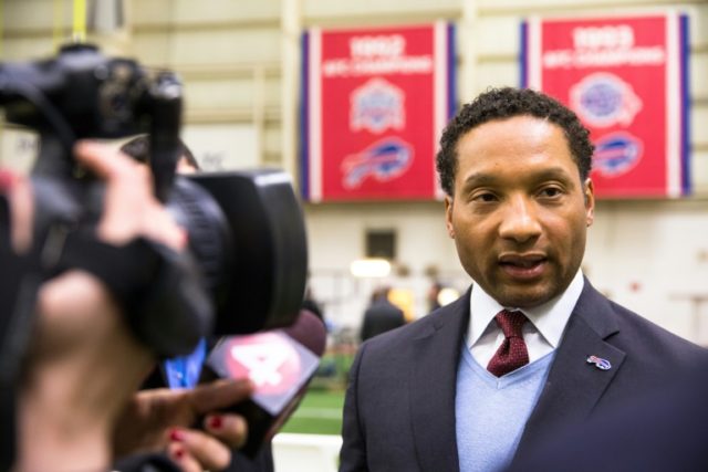 Buffalo Bills General Manager Doug Whaley, pictured on January 14, 2015, made headlines wi