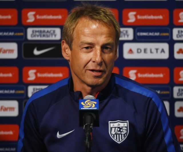 Jurgen Klinsmann, pictured on October 9, 2015, names a 22-man United States squad for an u