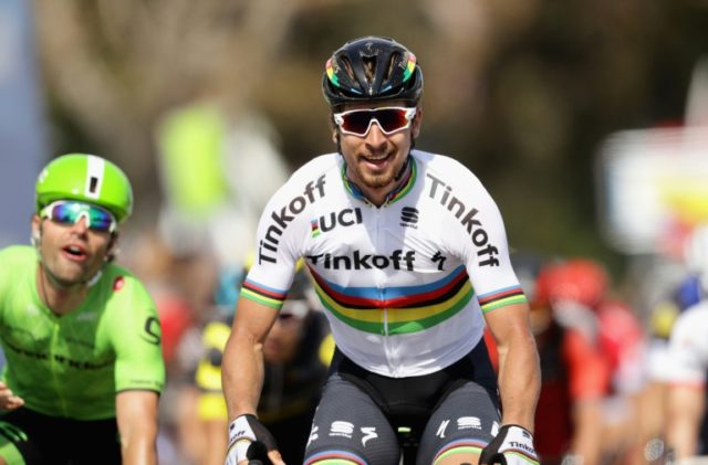 Peter Sagan of Slovakia riding for Tinkoff sprinted to victory in the 106-mile (170.5km) f