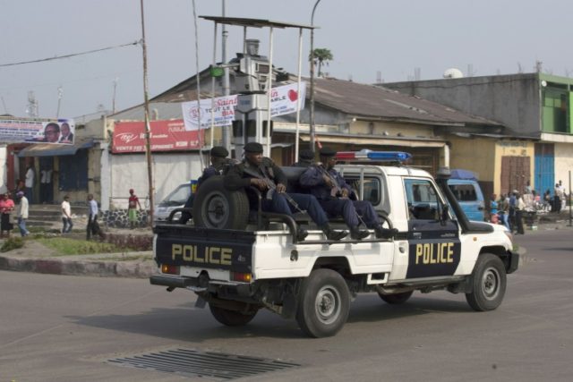 Police forces patrol the streets of Kinshasa, Democratic Republic of Congo on February 16,