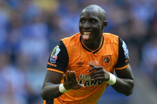 Hull City's Mohamed Diame celebrates scoring the opening goal during the English Champions