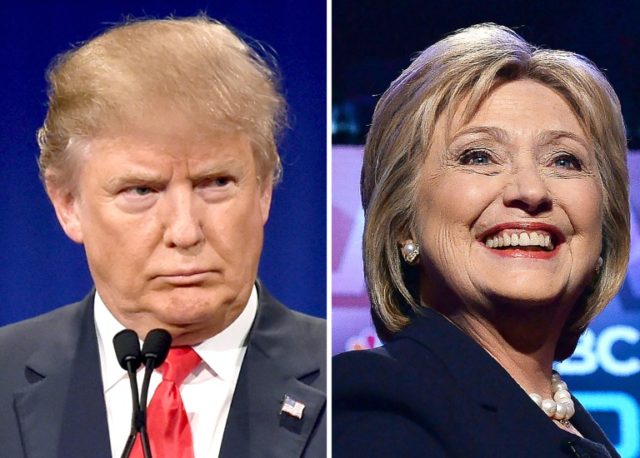 Republican presidential candidate Donald Trump (L) and his Democratic rival Hillary Clinto