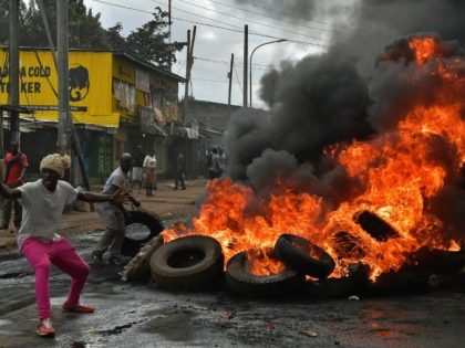 Kenyan tiot police used tear gas and water cannon to disperse protesters in the western town of Siaya Monday who also tried to gather in the capital Nairobi (pictured)
