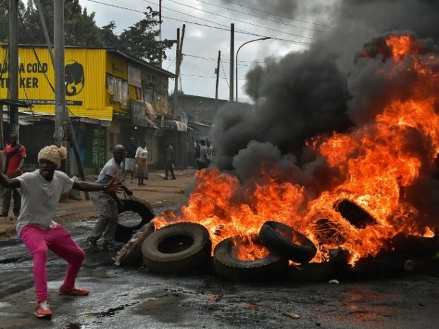 Kenyan tiot police used tear gas and water cannon to disperse protesters in the western to