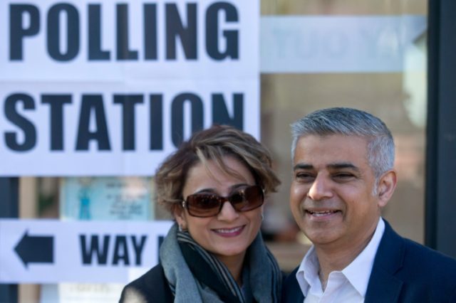 Labour lawmaker Sadiq Khan, pictured with wife Saadiya, is tipped to beat Conservative mul