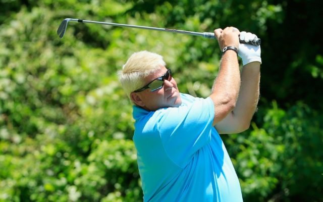 John Daly hits a tee shot on the third hole during the first round of the Insperity Champi