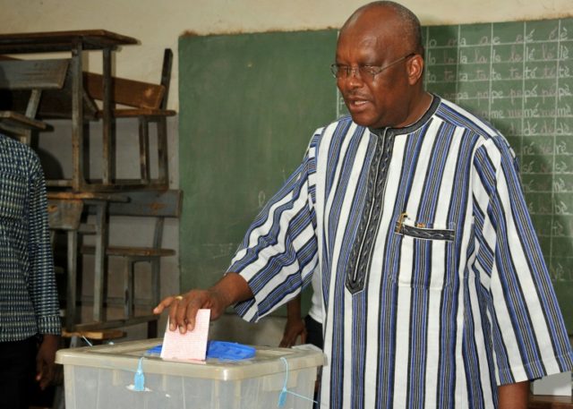 Burkina Faso's President Roch Marc Christian Kabore casts his vote in municipal elections