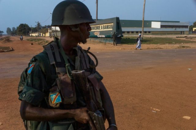 A Congolese soldier of the African-led International Support Mission to the Central Africa