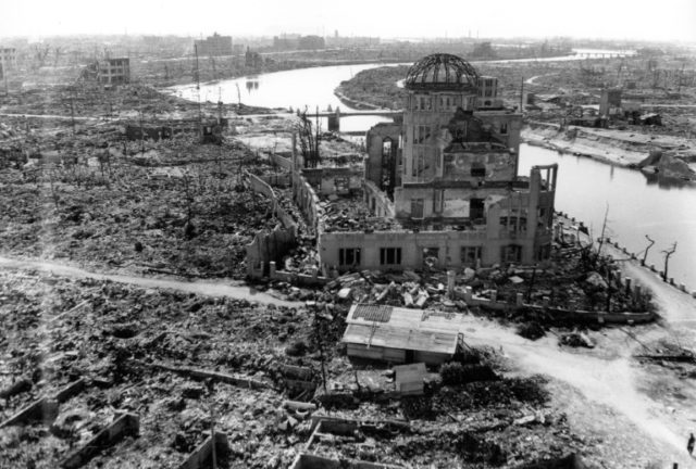 The Japanese city of Hiroshima is shown three months after the atomic bomb was dropped by