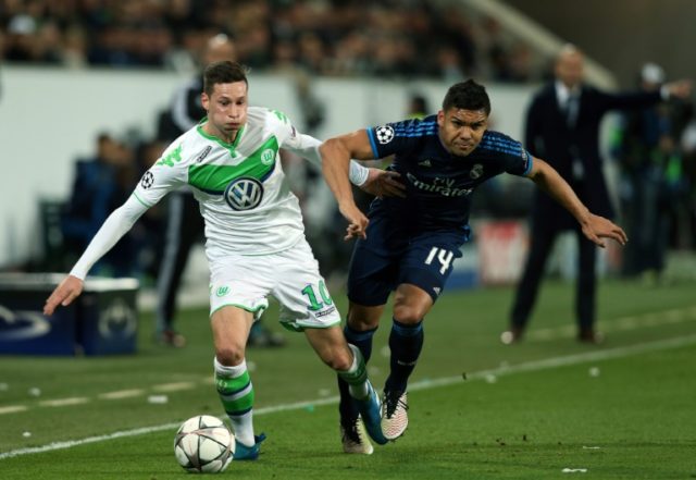 Wolfsburg's Julian Draxler in action during the Champions League quarter-final against Rea