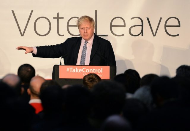 Boris Johnson, pictured on April 15, 2016, is a leading campaigner for Britain to leave th