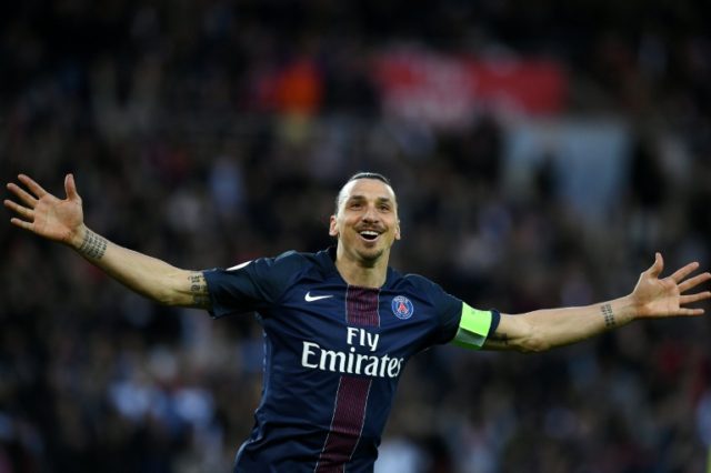 Paris Saint-Germain's Swedish forward Zlatan Ibrahimovic notched his 37th and 38th league